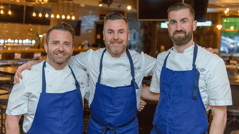 (left to right JRG Corporate Chef David Jorge (MasterChef Canada winner), JRG Director of Culinary Operations Matthew Stowe (Top Chef Canada winner) and JRG Executive Chef Andy Slinn)