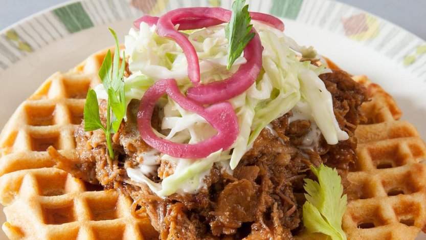 Pulled pork waffle. Photo from Twin Pine Diner Instagram feed.