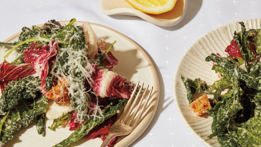 Recipe and salad and cookbook cover images provided by Penguin Random House. Image for An amazing kale Caesar recipe from Montreal restaurant Elena