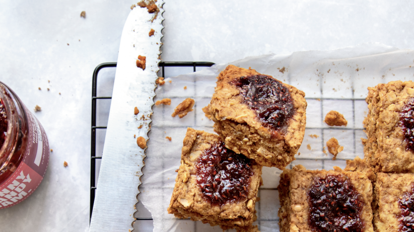 Image for Lauren Toyota's baked peanut butter and jam oat bars