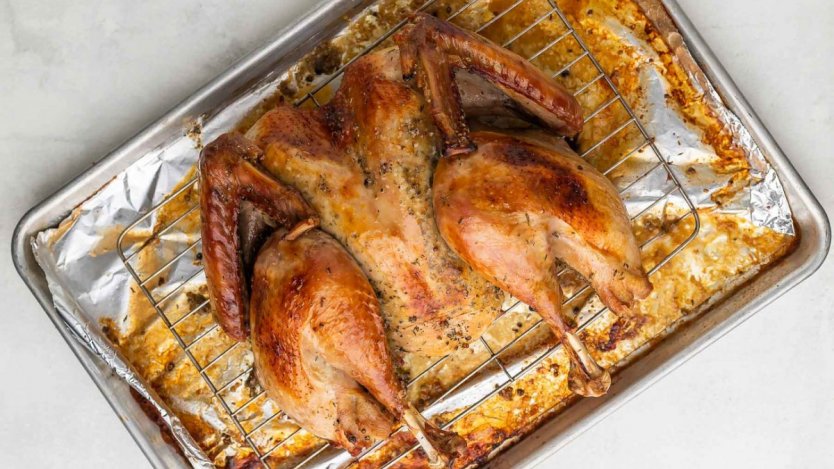 Photo and recipe provided. Image for Holiday recipe: Maple and brown sugar brined turkey