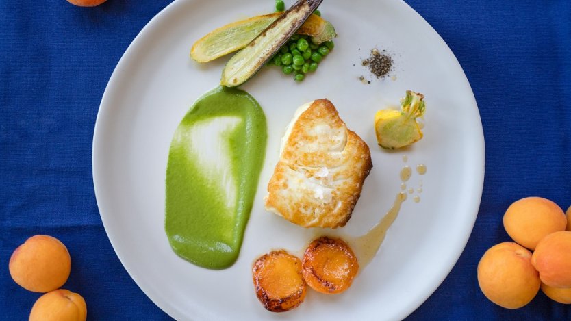 Image for Naramata Inn’s pan-seared halibut with apricot compote