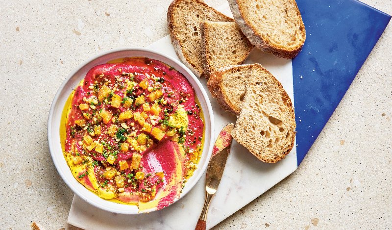 Image for Pink and gold beet dip from the Eat, Habibi, Eat! Cookbook
