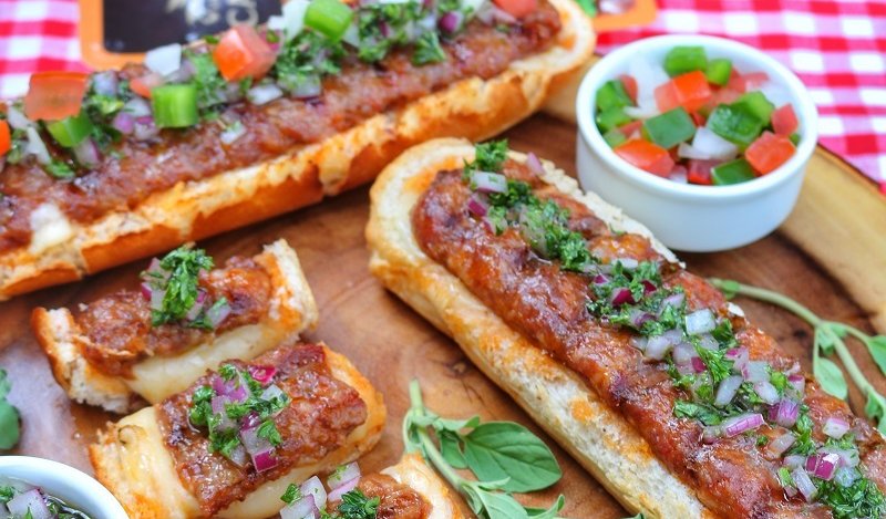 Image for Queen of the Grill’s sausage boats with chimichurri