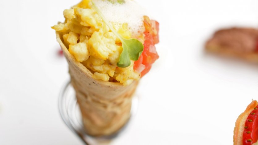 Image for MasterChef Junior competitor Zac Kara&#039;s savoury breakfast waffle cone