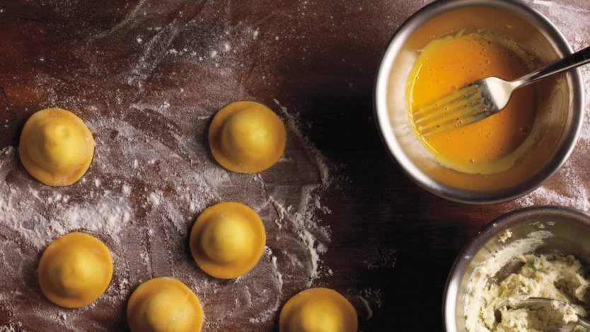 Image for Dirty Apron's arugula and goat cheese ravioli