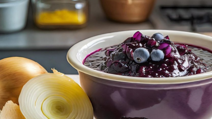 Image via Adobe Firefly. Image for Holiday recipe: Wild blueberry and onion chutney